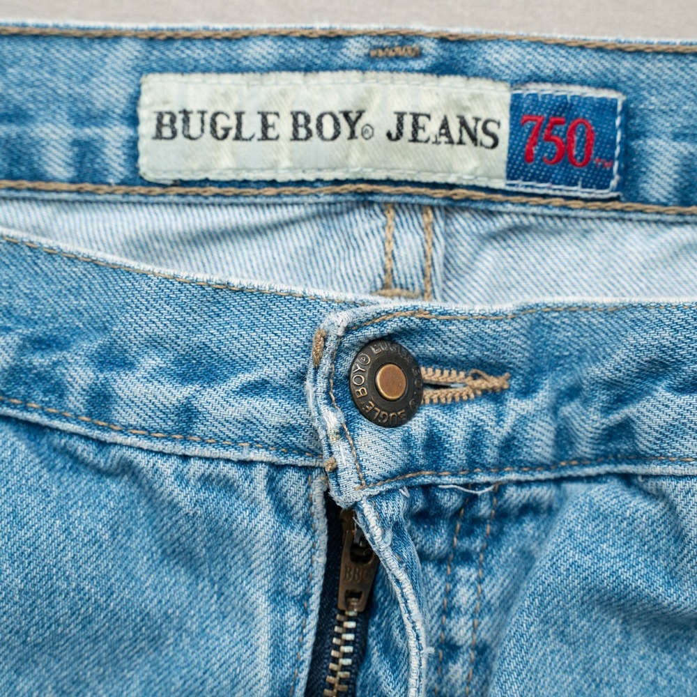 Vintage Bugle Boy Jeans 750 Baggy Denim Jean Shorts 33x9.5 Wide Leg Relaxed - Picture 8 of 13